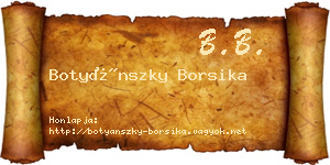 Botyánszky Borsika névjegykártya